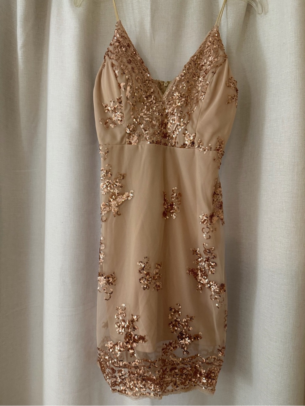 Entry Rose Gold Sequin Mini Slip Dress